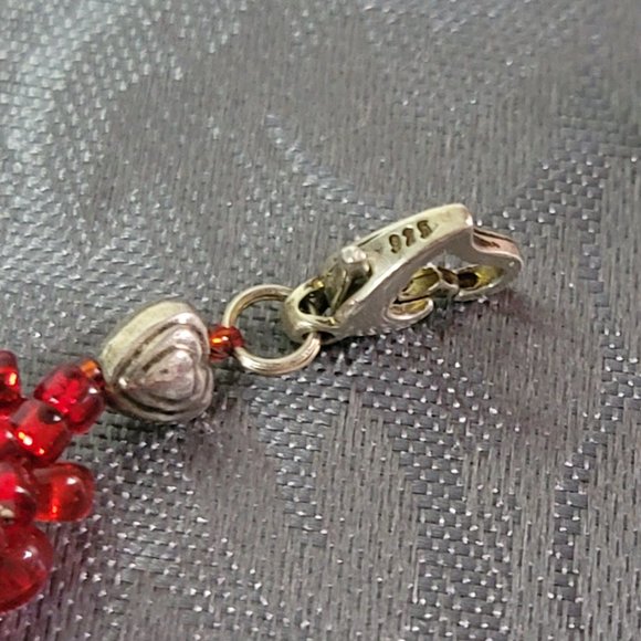 Unique Siri Chunky Red Crystal Red Corral Bracelet with 925 Silver - Picture 10 of 11